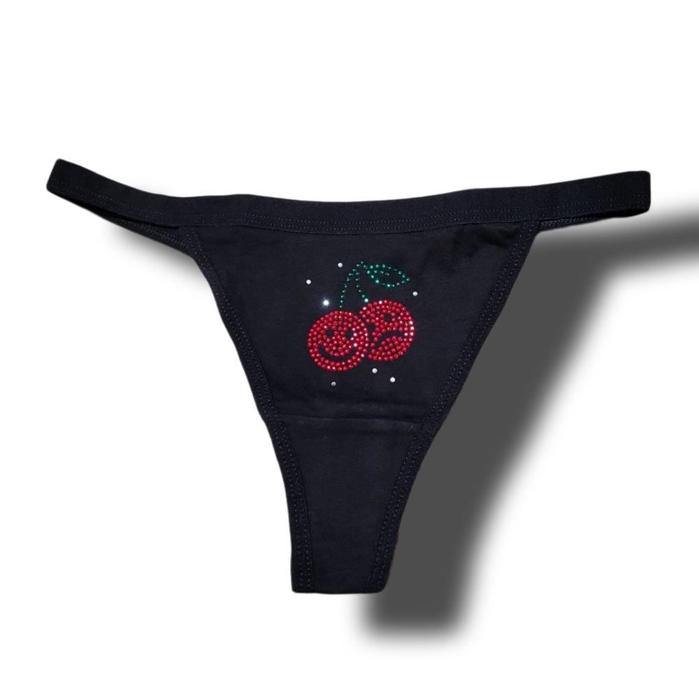 MaryJaneNite Cherry Rhinestone Thong NWT XS/S